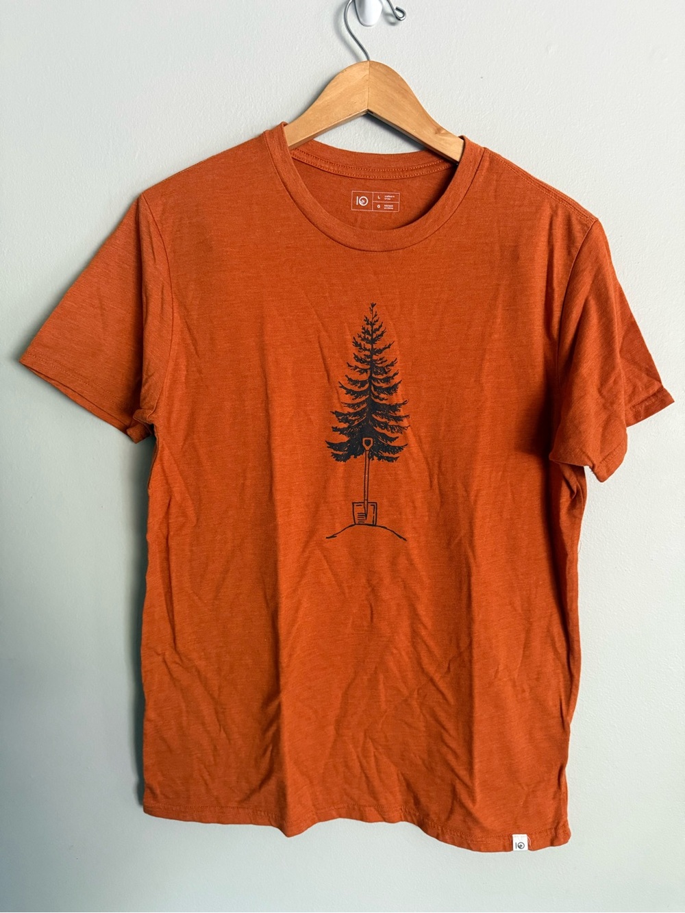 Tentree Men's L Rust Orange Graphic Tee - Casual Tree Print